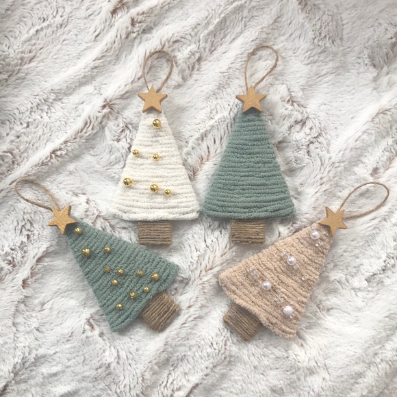 Handmade Yarn Wrapped Christmas Tree Ornaments - Picture 2 of 15